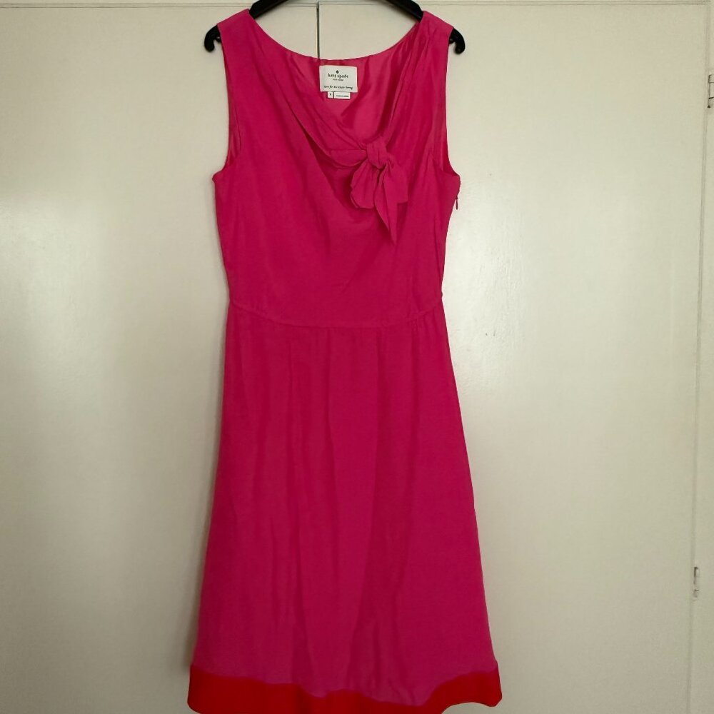Kate Spade Sleeveless Pink & Orange Silk Dress Sz 8